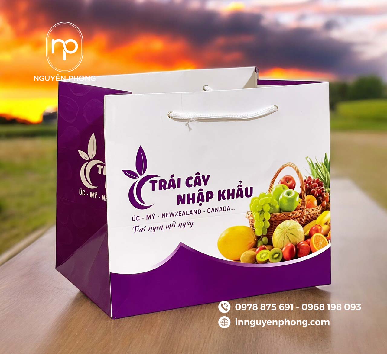 Mẫu túi giấy đựng trái cây bán sẵn tăng nhận diện 
